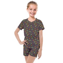 Tribal Leaves House Art Tribal Art Kids  Mesh Tee And Shorts Set