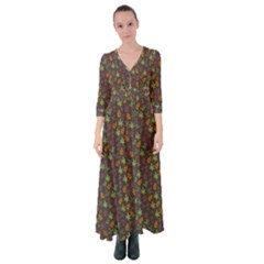 Tribal Leaves House Art Tribal Art Button Up Maxi Dress