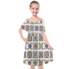 Artistic Art Design Creative Kids  Cut Out Shoulders Chiffon Dress