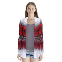 Watercolour Flowers Watercolor Roses Drape Collar Cardigan by Pakrebo