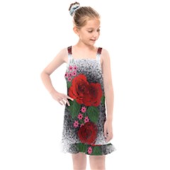 Watercolour Flowers Watercolor Roses Kids  Overall Dress by Pakrebo