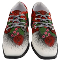 Watercolour Flowers Watercolor Roses Women Heeled Oxford Shoes