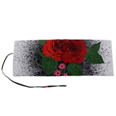 Watercolour Flowers Watercolor Roses Roll Up Canvas Pencil Holder (s)