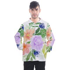 Watercolour Flowers Spring Men s Half Zip Pullover