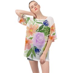 Watercolour Flowers Spring Oversized Chiffon Top