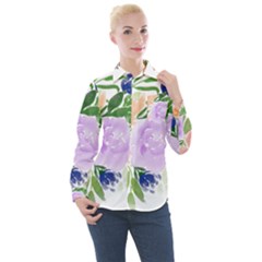 Watercolour Flowers Spring Women s Long Sleeve Pocket Shirt