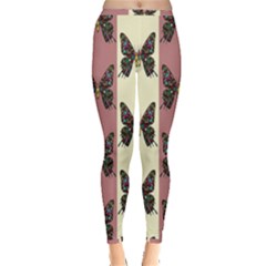 Butterflies Pink Old Old Texture Inside Out Leggings by Pakrebo