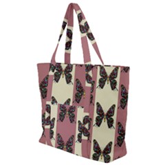 Butterflies Pink Old Old Texture Zip Up Canvas Bag by Pakrebo