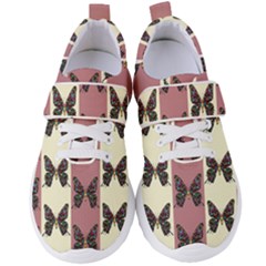 Butterflies Pink Old Old Texture Women s Velcro Strap Shoes by Pakrebo