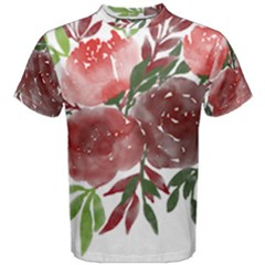 Watercolour Flowers Roses Watercolor Men s Cotton Tee by Pakrebo