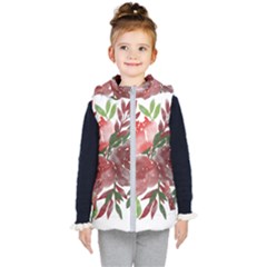 Watercolour Flowers Roses Watercolor Kids  Hooded Puffer Vest