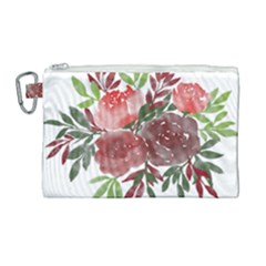 Watercolour Flowers Roses Watercolor Canvas Cosmetic Bag (large)