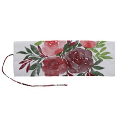 Watercolour Flowers Roses Watercolor Roll Up Canvas Pencil Holder (m)