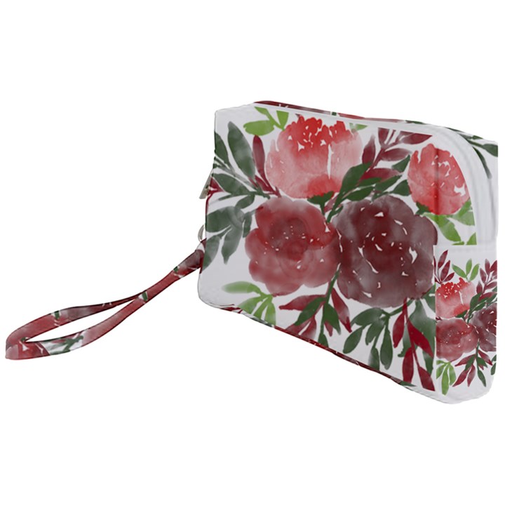 Watercolour Flowers Roses Watercolor Wristlet Pouch Bag (Small)