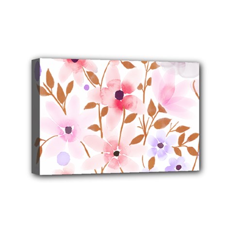 Flowers Watercolor Mini Canvas 6  X 4  (stretched) by Pakrebo