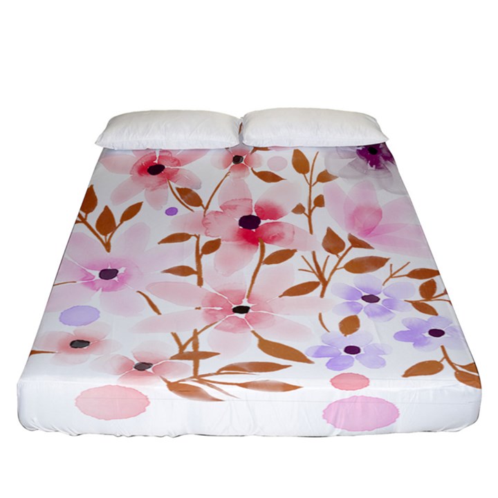 Flowers Watercolor Fitted Sheet (California King Size)