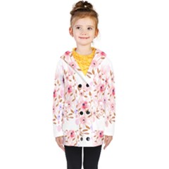 Flowers Watercolor Kids  Double Breasted Button Coat by Pakrebo