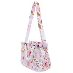 Flowers Watercolor Rope Handles Shoulder Strap Bag