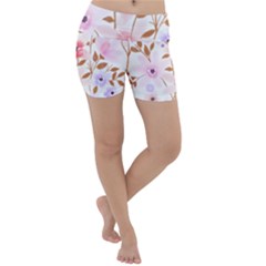 Flowers Watercolor Lightweight Velour Yoga Shorts by Pakrebo