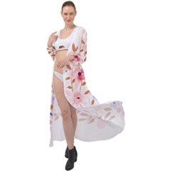 Flowers Watercolor Maxi Chiffon Beach Wrap