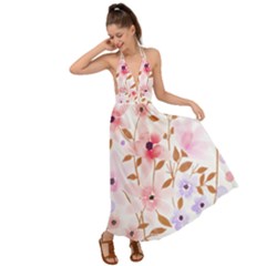 Flowers Watercolor Backless Maxi Beach Dress