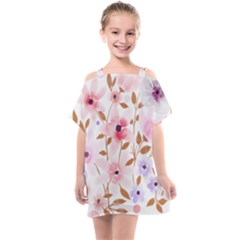 Flowers Watercolor Kids  One Piece Chiffon Dress by Pakrebo