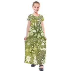 Flowers Abstract Background Kids  Short Sleeve Maxi Dress by Pakrebo