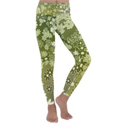 Flowers Abstract Background Kids  Lightweight Velour Classic Yoga Leggings by Pakrebo