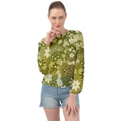 Flowers Abstract Background Banded Bottom Chiffon Top