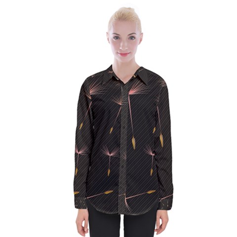 Black And Dandelion Digital Paper Womens Long Sleeve Shirt by Pakrebo