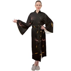 Black And Dandelion Digital Paper Maxi Tie Front Velour Kimono