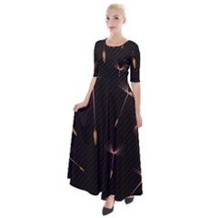 Black And Dandelion Digital Paper Half Sleeves Maxi Dress