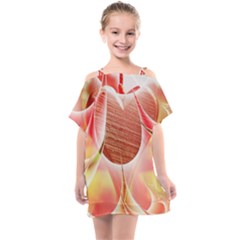 Background Floral Pattern Structure Kids  One Piece Chiffon Dress