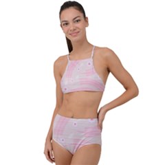 Background Non Seamless Pattern Pink High Waist Tankini Set by Pakrebo