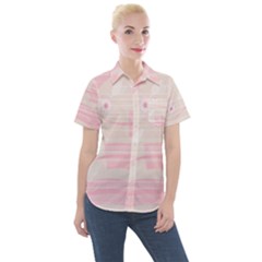 Background Non Seamless Pattern Pink Women s Short Sleeve Pocket Shirt