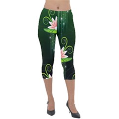 Background Non Seamless Pattern Lightweight Velour Capri Leggings  by Pakrebo