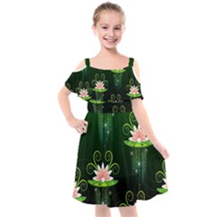 Background Non Seamless Pattern Kids  Cut Out Shoulders Chiffon Dress