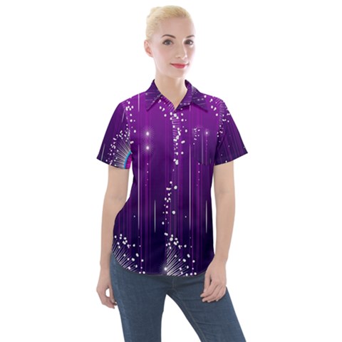 Non Seamless Pattern Background Women s Short Sleeve Pocket Shirt by Pakrebo