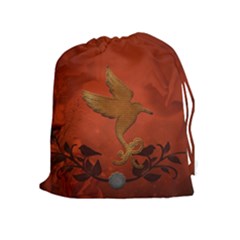 Elegant Decorative Bird Drawstring Pouch (xl) by FantasyWorld7