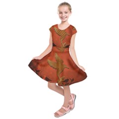 Elegant Decorative Bird Kids  Short Sleeve Dress