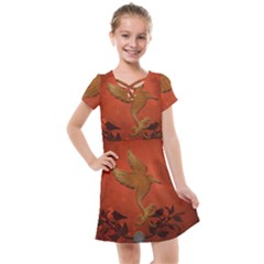 Elegant Decorative Bird Kids  Cross Web Dress by FantasyWorld7