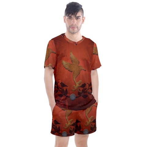 Elegant Decorative Bird Men s Mesh Tee And Shorts Set by FantasyWorld7