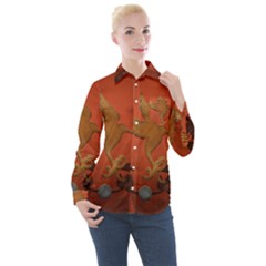 Elegant Decorative Bird Women s Long Sleeve Pocket Shirt