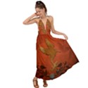 Elegant Decorative Bird Backless Maxi Beach Dress View1