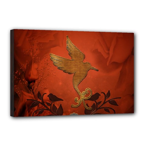 Elegant Decorative Bird Canvas 18  X 12  (stretched) by FantasyWorld7