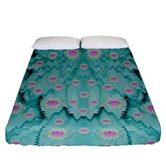 Lotus  Bloom Lagoon Of Soft Warm Clear Peaceful Water Fitted Sheet (queen Size) by pepitasart