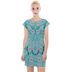 Lotus  Bloom Lagoon Of Soft Warm Clear Peaceful Water Cap Sleeve Bodycon Dress by pepitasart