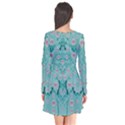 Lotus  Bloom Lagoon Of Soft Warm Clear Peaceful Water Long Sleeve V-neck Flare Dress View2