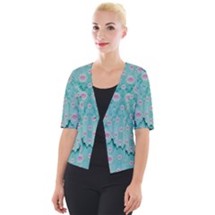 Lotus  Bloom Lagoon Of Soft Warm Clear Peaceful Water Cropped Button Cardigan by pepitasart