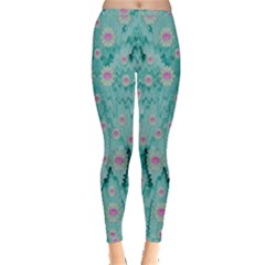 Lotus  Bloom Lagoon Of Soft Warm Clear Peaceful Water Inside Out Leggings by pepitasart